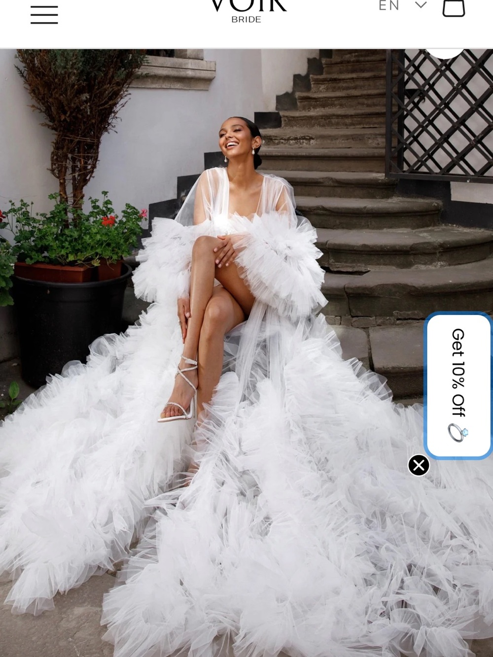 VOIR Bride White Tulle Bridal Robe